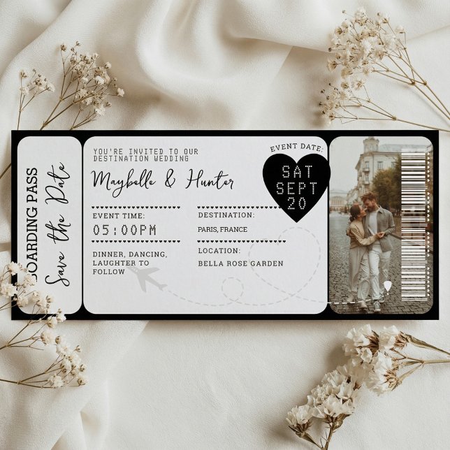 Destination Bröllop Boarding Pass Biljett QR-kod (Destination Wedding Boarding Pass Ticket QR Code)