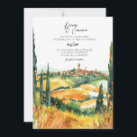 Destination för Toscana Italien Inbjudan Bröllop<br><div class="desc">Den här bröllopsinbjudan innehåller en målning av det toskanska Italien. Redigera enkelt *de flesta formuleringar* för att uppfylla dina evenemangsbehov. Du kan ändra bakgrunden till färg och lägga till ett eget foto på baksidan.</div>