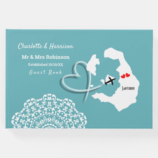 Destination Santorini Greece Bröllop Gästböcker (Framsida)
