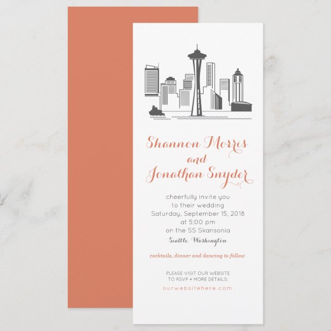 Destination som gifta sig Seattle horisontinbjudan Inbjudningar (Fram/baksida)