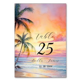 Destination Sunset Beach Wedding Bordsnummer