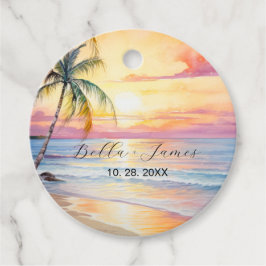 Destination Sunset Beach Wedding Gåvor Etiketter