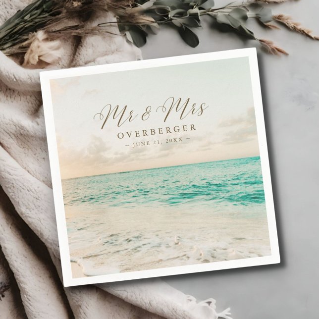 Destination Sunset Beach Wedding Pappersservett (Destination Sunset Beach Wedding Reception Napkins)
