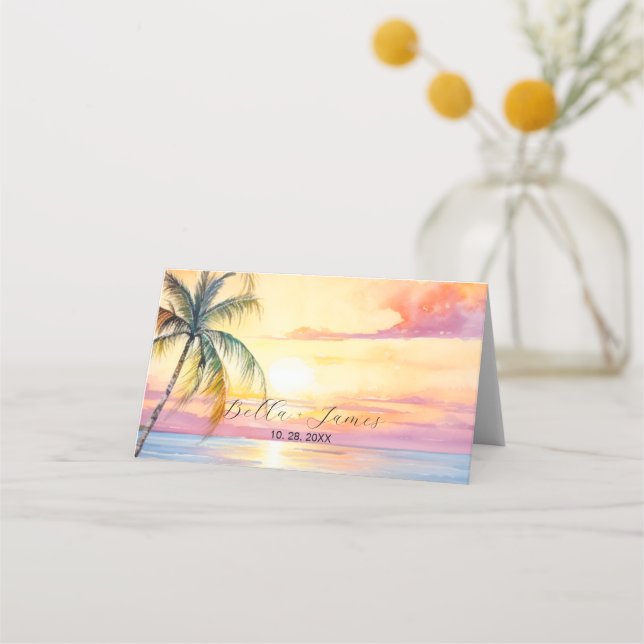 Destination Sunset Beach Wedding Placeringskort (Baksida)