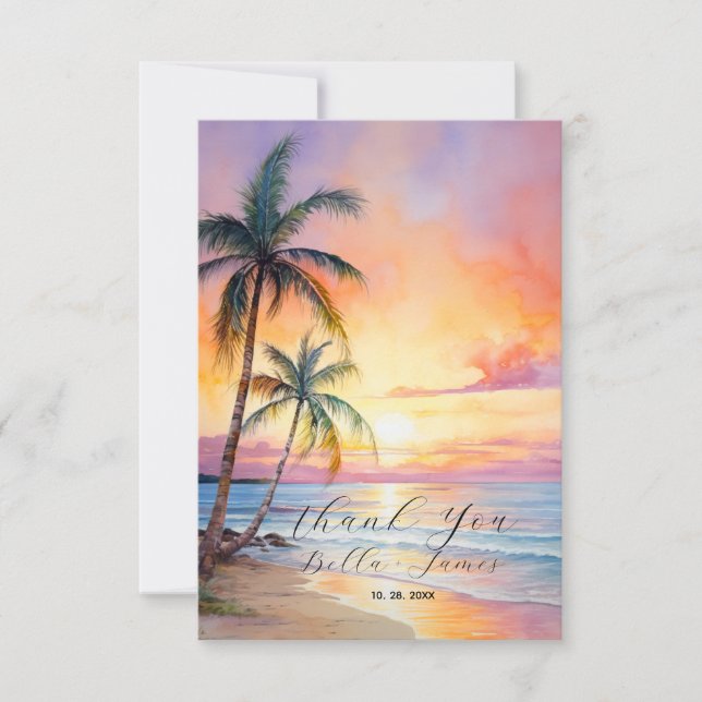 Destination Sunset Beach Wedding Tack Kort (Framsida)