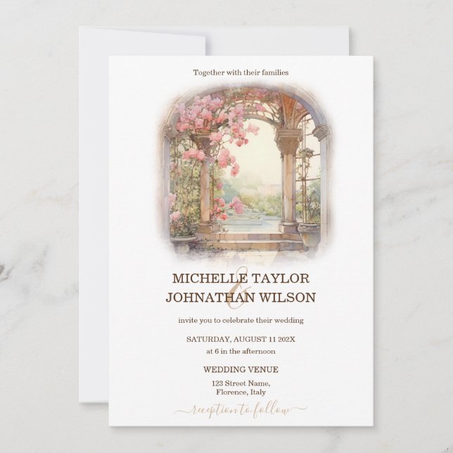 Destination Wedding Italien Toskany Florence Inbjudningar (Framsida)