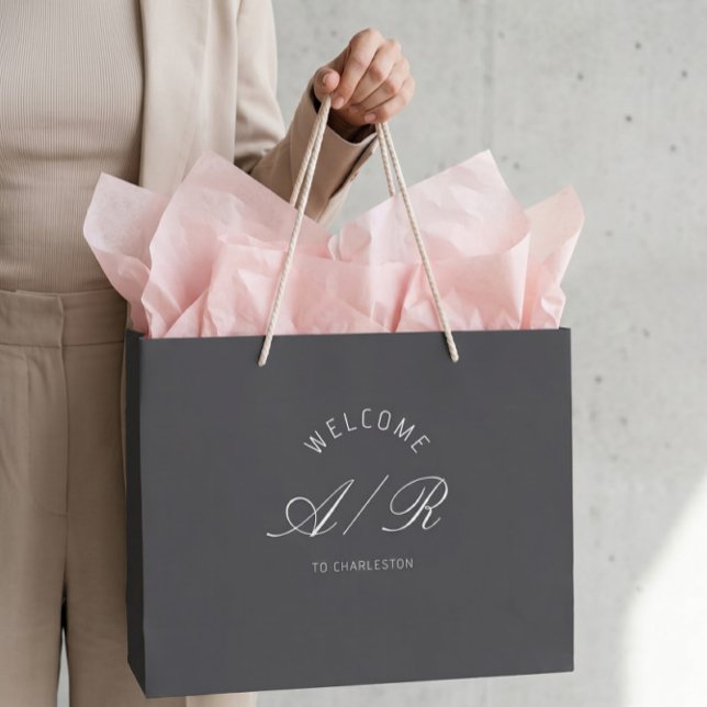 Destination Wedding Monogram Dark Grey Welcome Bag (Skapare uppladdad)