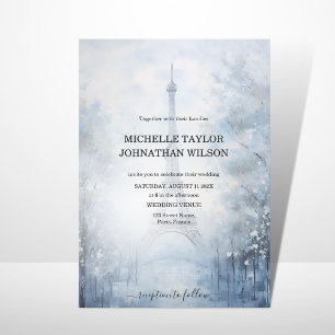 Destination Wedding Paris Eiffel Torn Winter Inbjudningar