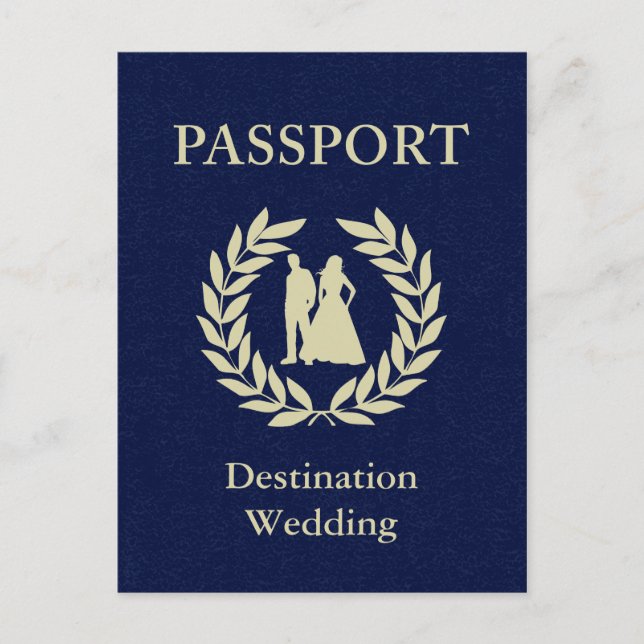destination wedding pass, destinationsresa pass inbjudan vykort (Framsida)