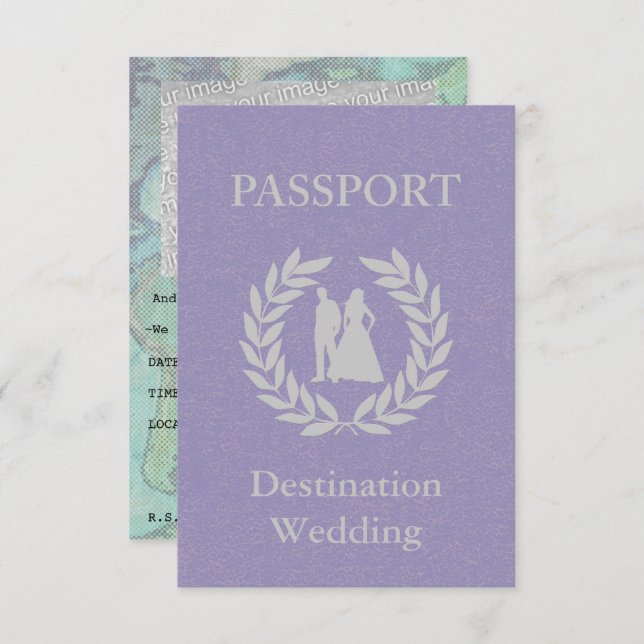 destination wedding pass, vigselresa pass inbjudningar (Fram/baksida)