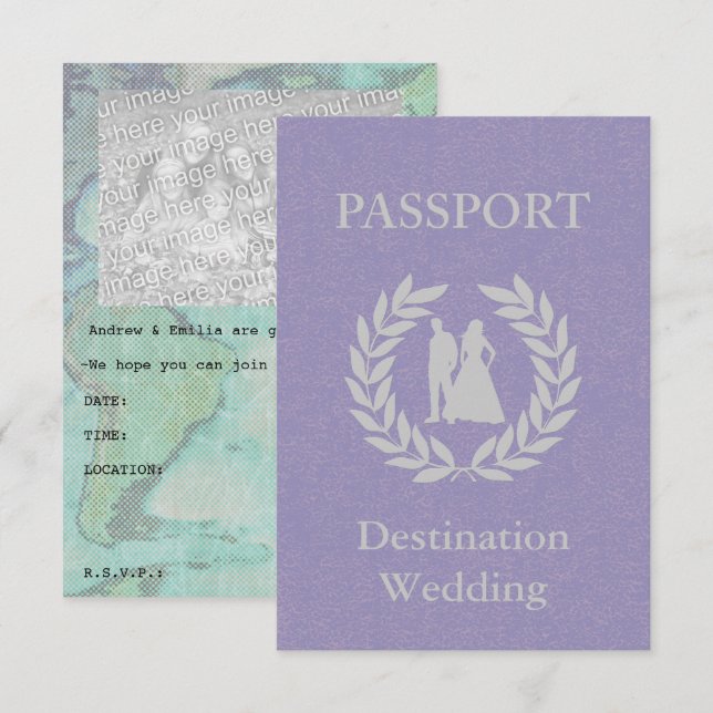 destination wedding passports inbjudningar (Fram/baksida)