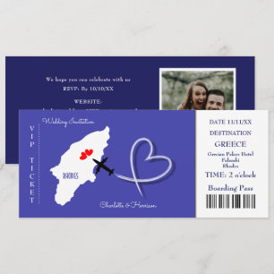 Destination Wedding Rhodes Greece Biljett Inbjudningar