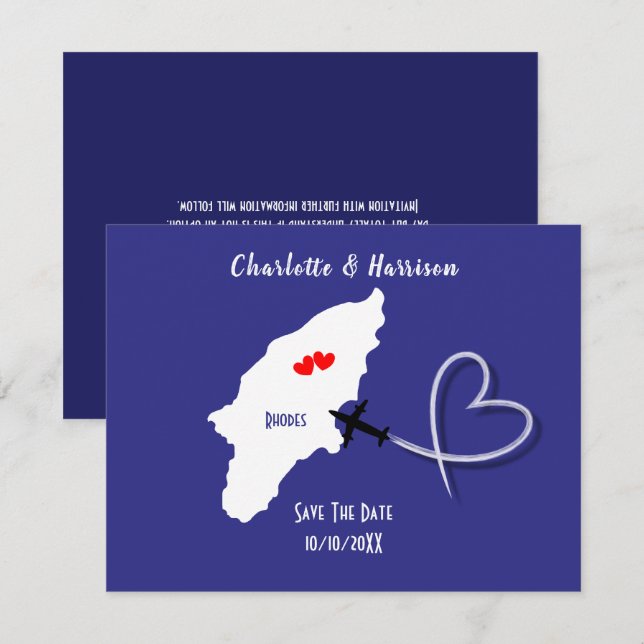 Destination Wedding Rhodes Greece Biljett Spara Datumet (Fram/baksida)