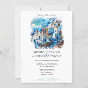 Destination Wedding Santorini Greece Island Inbjudningar