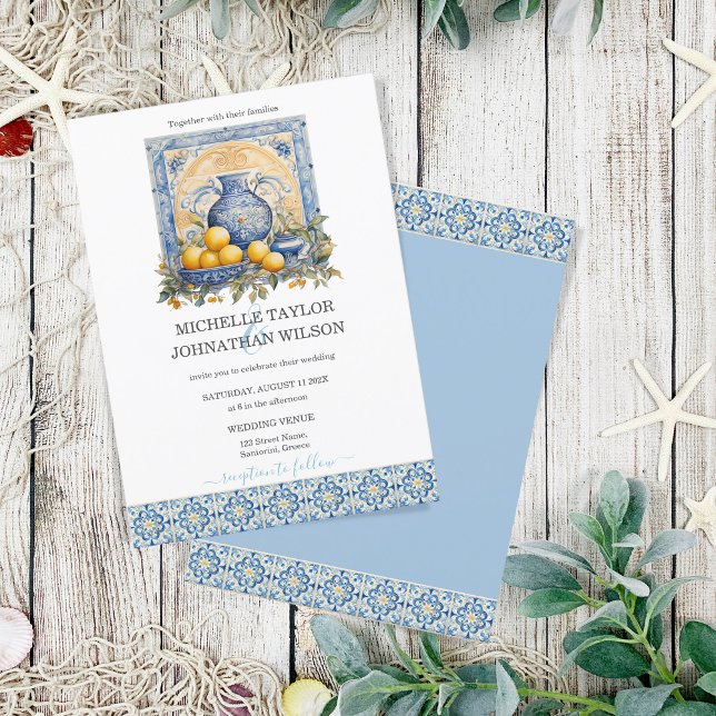 Destination Wedding Santorini Greece Island Inbjudningar (Skapare uppladdad)