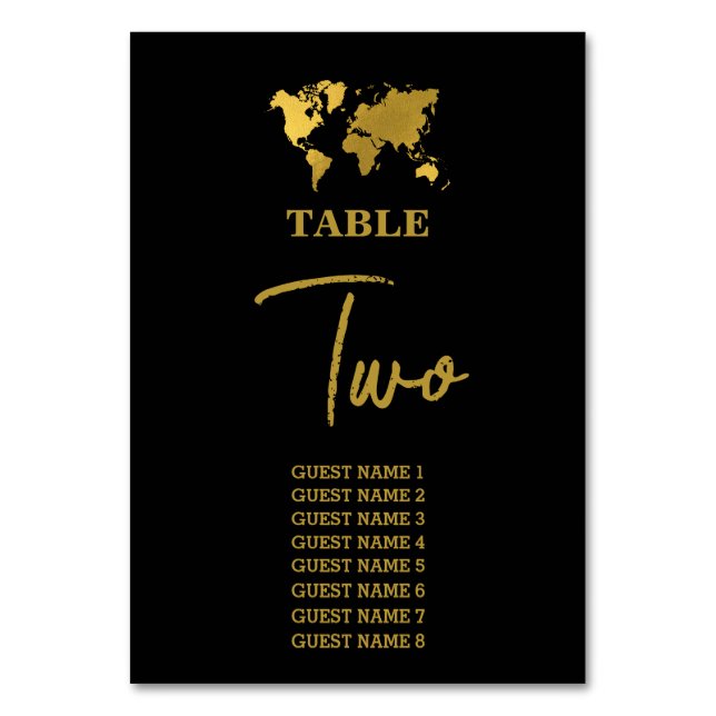 Destination Wedding World Passport Black Gold Bordsnummer (Framsidan)