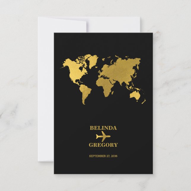 Destination Wedding World Passport Black Gold OSA Kort (Framsida)
