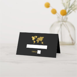 Destination Wedding World Passport Black Gold Placeringskort