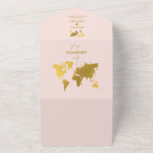 Destination Wedding World Passport Rosa Guld (Utsida)