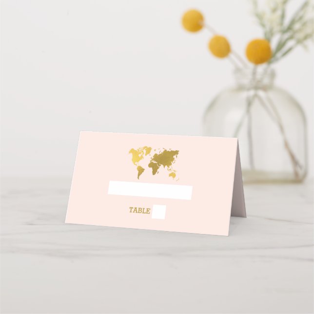 Destination Wedding World Passport Rosa Guld Placeringskort (Framsida)