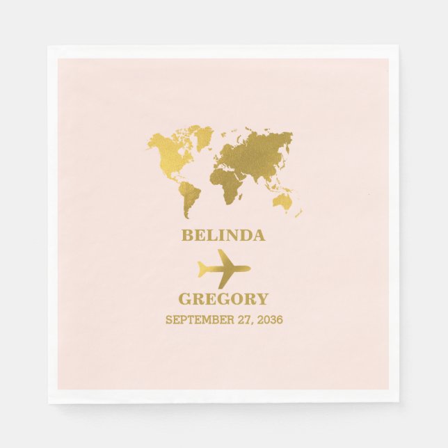 Destination Wedding World Passport Rosa Rosa Guld Pappersservett (Framsidan)