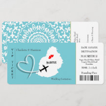 Destinationen Mauritius för Bröllop-boardingkortet