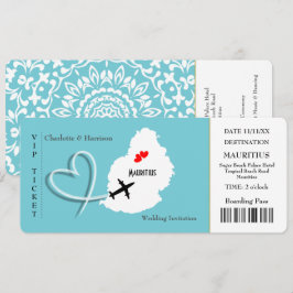 Destinationen Mauritius för Bröllop-boardingkortet Inbjudningar