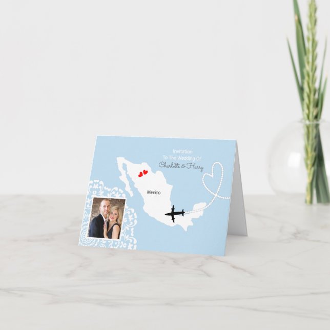 Destinationen Mexiko Bröllop Inbjudan (Framsida)