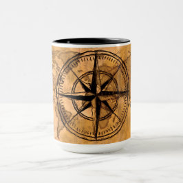 Destinationer - Compass Ro och World Map Mugg