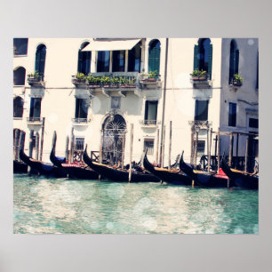 Destinationer   Fotografi över Venedig Waterfront Poster