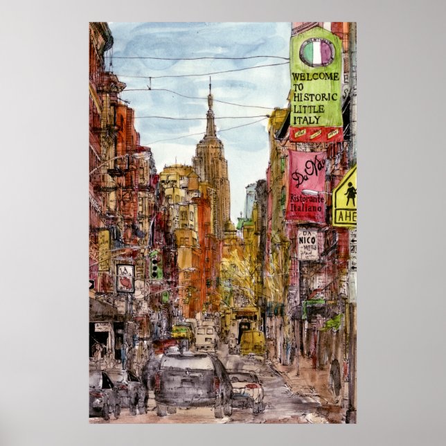 Destinationer | New York City View of Little Itali Poster (Framsidan)