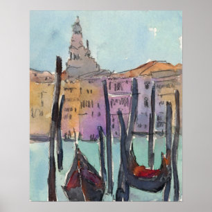 Destinationer   Två Gondolas i Venedig Sketch Poster