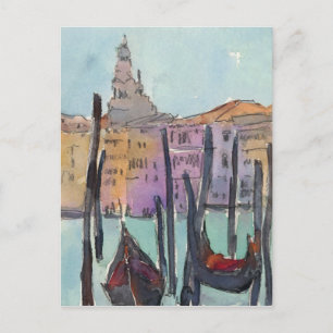 Destinationer Två Gondolas i Venedig Sketch Vykort