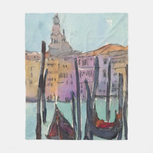 Destinationer Två Gondoler i Venedig Sketch Fleecefilt