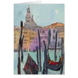 Destinationer  Två Gondoler i Venedig Sketch Hälsningskort