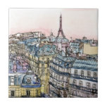 Destinationer | Vattenfärg Eiffel Torn & Paris Kakelplatta<br><div class="desc">En pikturesk vattenfärg och bläck-design som skapas av det begåvade Melissa Wang. Detta illustrerar ett stadslandskap i Paris, där det ikoniska Eiffel Torn står högt på den högsta nivån i biet och bortser från staden. Denna kulturella ikon visas vanligtvis framför och mitt i en bild eller en design och visas...</div>