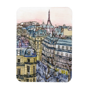 Destinationer Vattenfärg Eiffel Torn & Paris Magnet