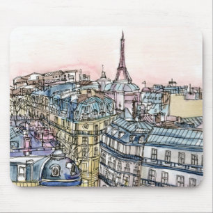 Destinationer Vattenfärg Eiffel Torn & Paris Musmatta
