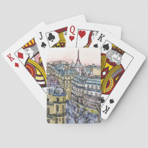 Destinationer  Vattenfärg Eiffel Torn & Paris Spelkort