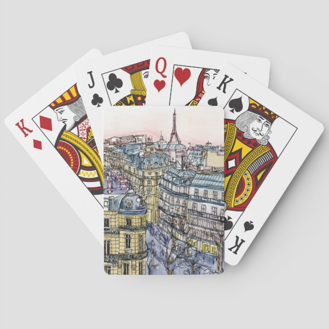 Destinationer| Vattenfärg Eiffel Torn & Paris Spelkort (Baksidan)