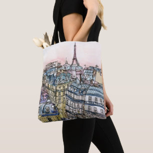 Destinationer Vattenfärg Eiffel Torn & Paris Tygkasse