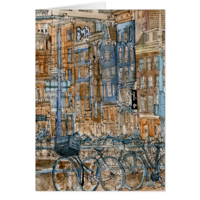 Destinationer | Vattenfärg i New York City View Hälsningskort (Framsidan)