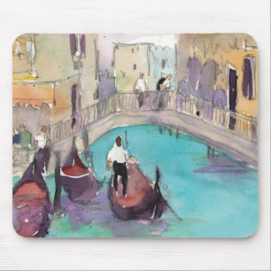 Destinationer Vattenfärg Venedig Gondola Ride Musmatta