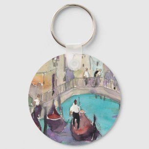Destinationer Vattenfärg Venedig Gondola Ride Nyckelring