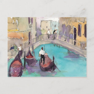 Destinationer Vattenfärg Venice Gondola Ride Vykort