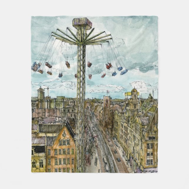 Destinationer | Vattenfärgad europeisk vingård Fleecefilt (Framsidan)