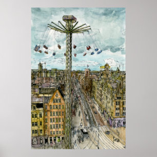 Destinationer Vattenfärgad europeisk vingård Poster