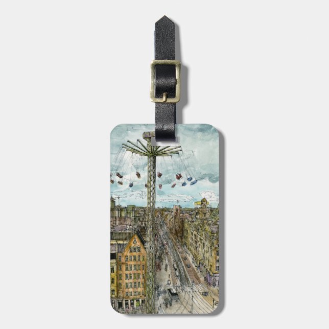 Destinationer| Vattenfärgseuropeisk sugrav Bagagebricka (Vertikal Framsida)