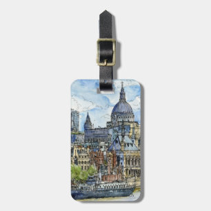 Destinationer Vattenfärgsfloden Thames vattenfro Bagagebricka