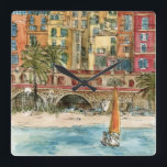 Destinationer | Vattenfärgssegment och Byggnad Fyrkantig Klocka<br><div class="desc">En vacker vattenfärg och bläck-design skapat av den briljanta Melissa Wang, som World Art Group har presenterat för er. I förgrunden för biet kan vi se en liten segelbåt precis till havs på en liten strand som befolkas av ett antal artiklar, människor och handflatan träd. Den här scenen kan ta...</div>